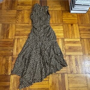 Banana Republic polka dot asymmetrical silky dress 0 petite NWT